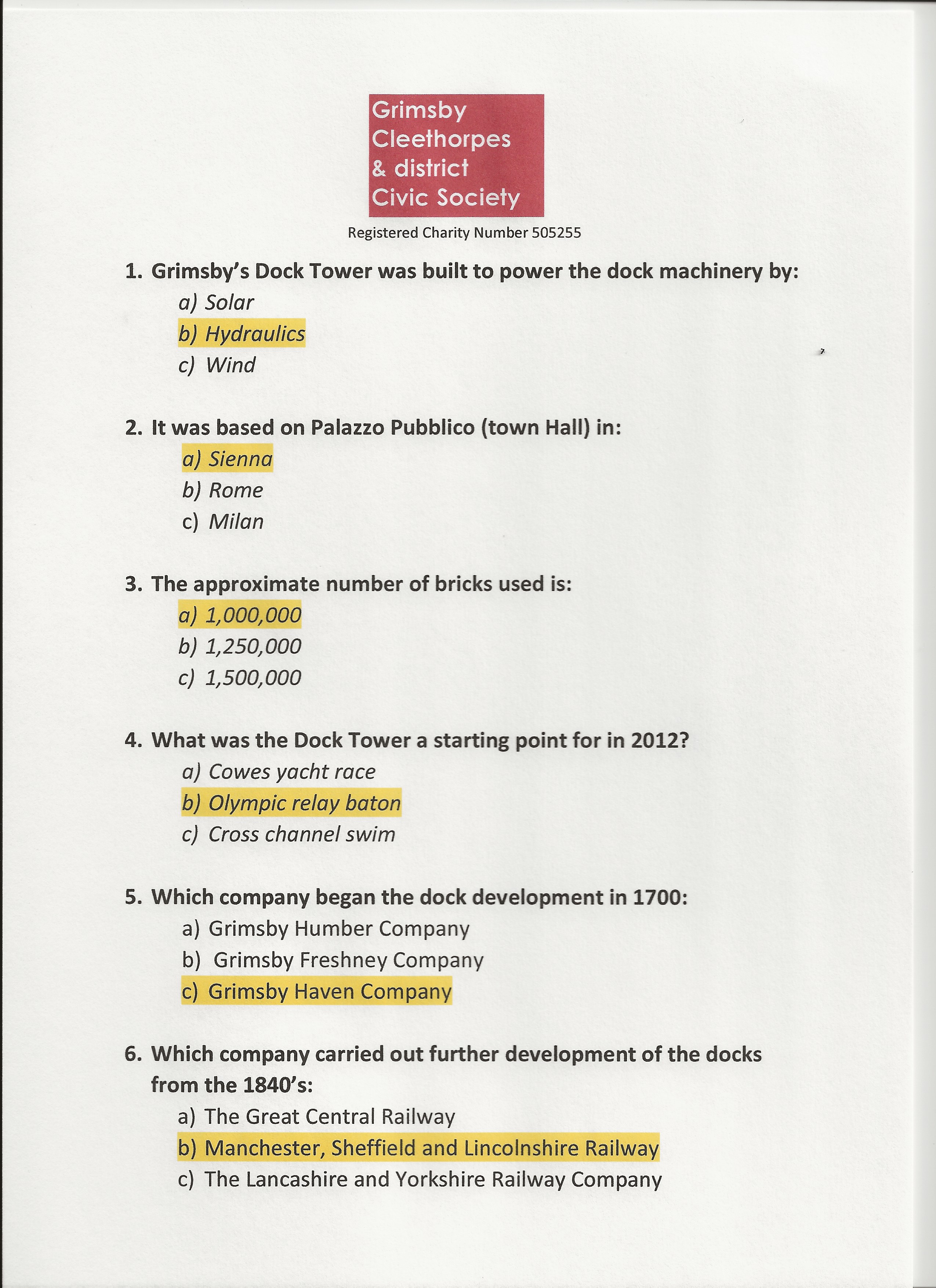 Kasbah Open Day Quiz answers